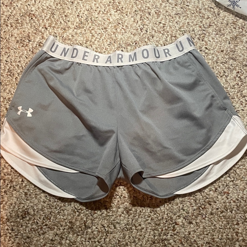 Under Armour Women's Gray and White Athletic Shorts
